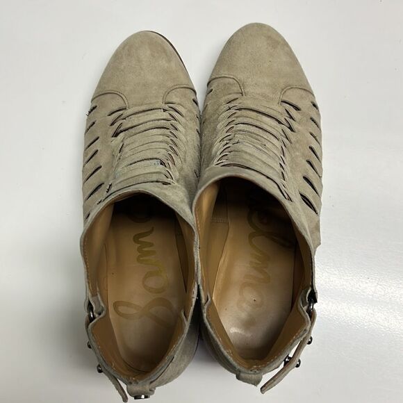 Sam Edelmann Beige Slip-On Suede Braided Booties with Buckles- Size 6.5 - Picture 3 of 16